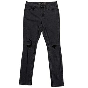 Seven7 Womens Black Distressed Denim Tummyless High Rise Skinny Jeans Size 10